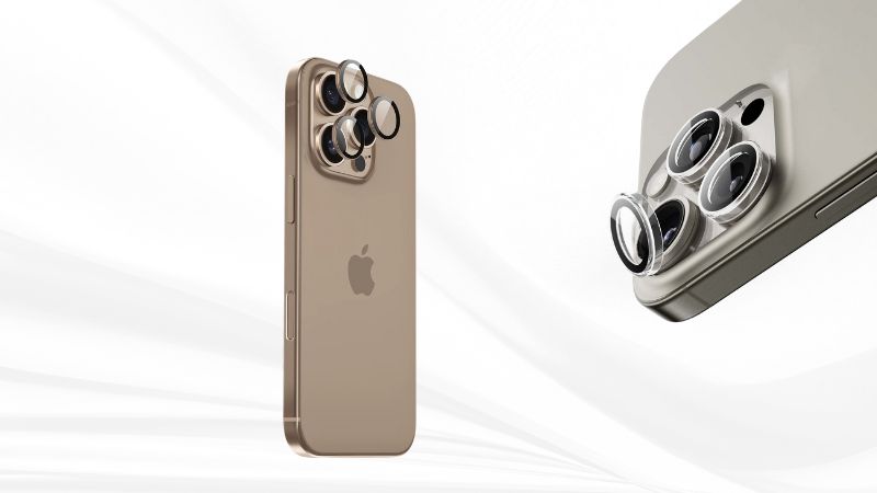 A close-up of the iPhone 16 Pro Max’s camera system, showcasing the powerful lenses and sensors.